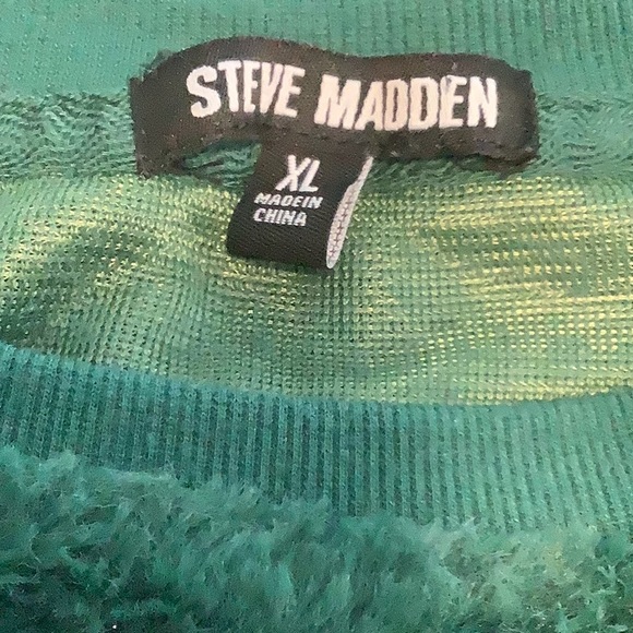 💥 Steve Madden XL Green Plush Fuzzy Sweater Top - Picture 3 of 14